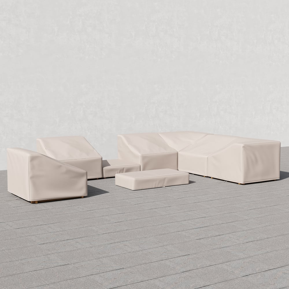 Grida Outdoor 600D Tough Canvas Waterproof Patio Furniture Set Covers in Ivory window image