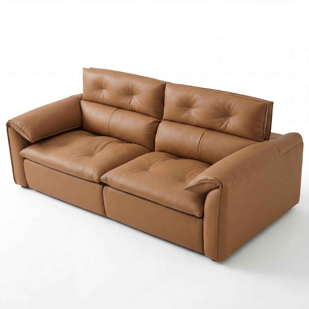 87" 2-Seater Genuine Leather Power Convertible Sleeper Sofa window image