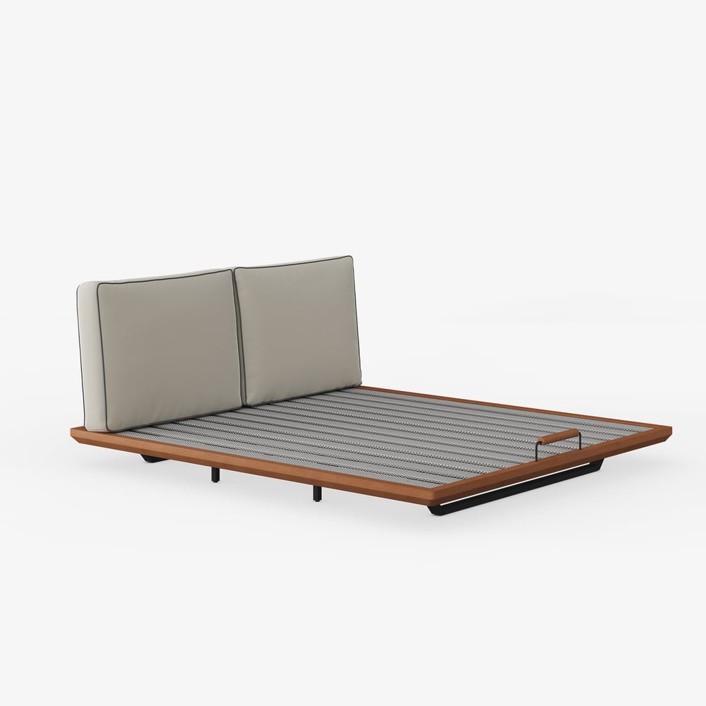 Japanese Style Solid Wood King Floating Bed with Headboard & Light window image
