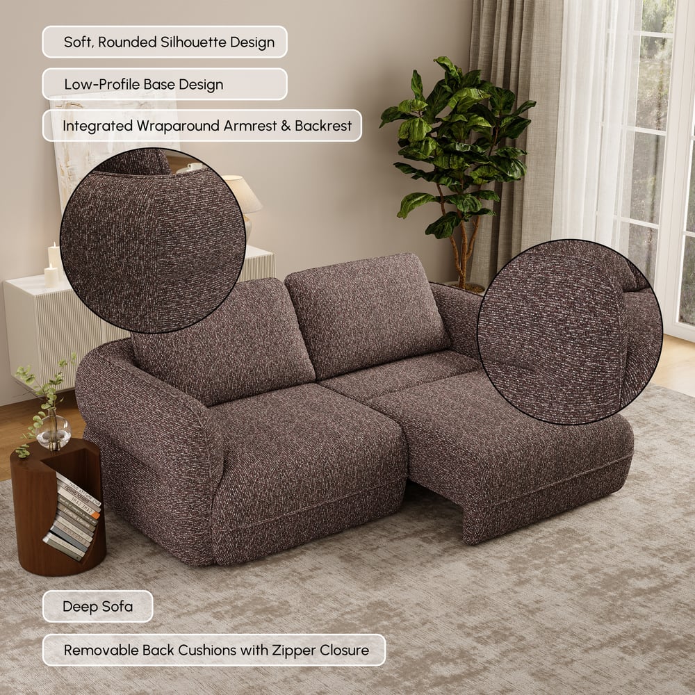 Modern 87" 2-Seater Chenille Power Convertible Sleeper Sofa with Remote Control window image