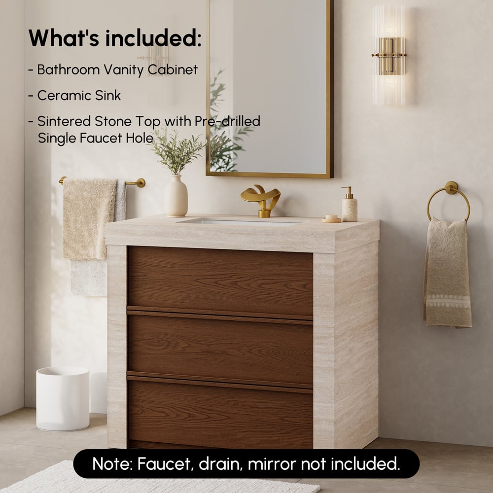 36" Single Bathroom Vanity with Ceramic Sink, Sintered Stone Top window image