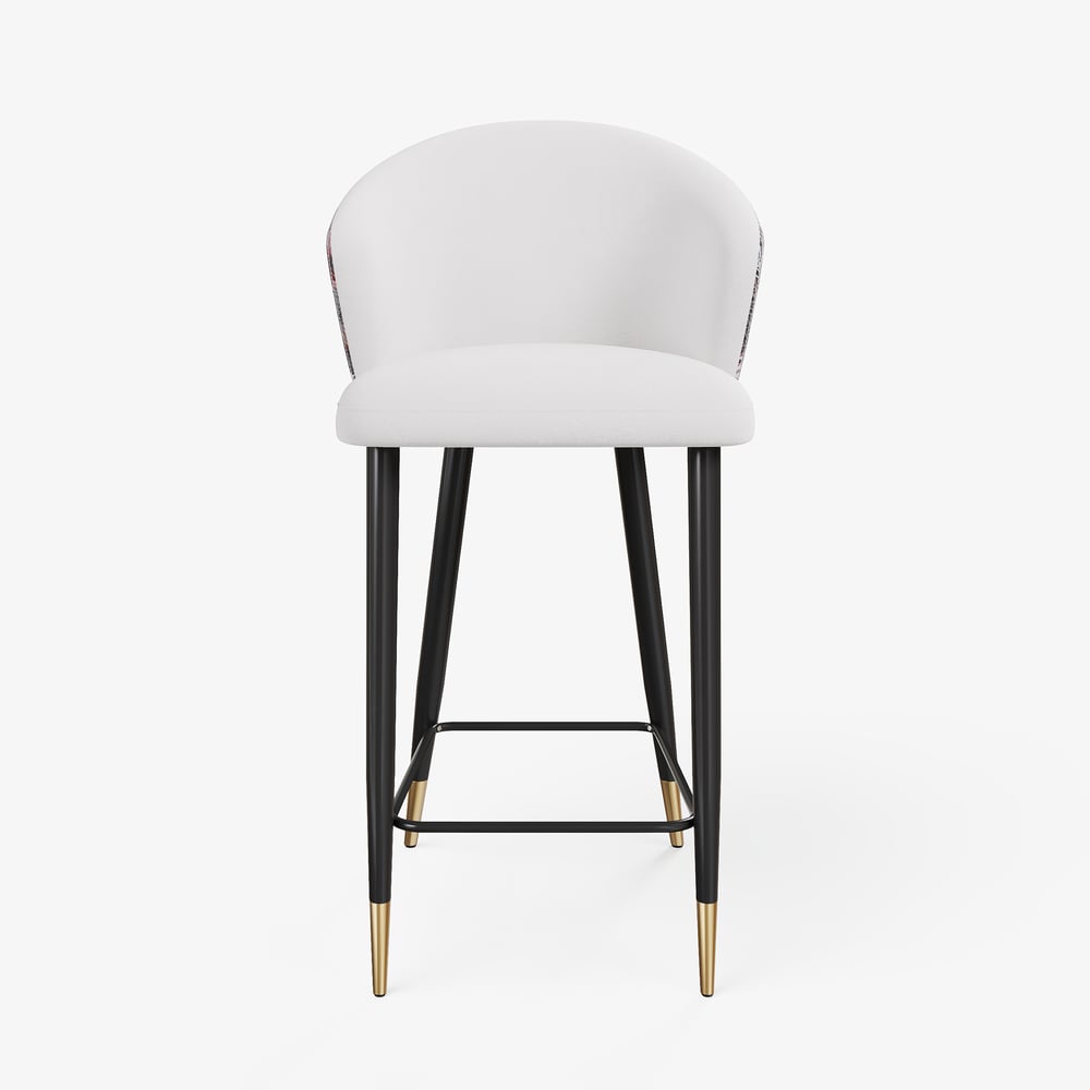 Arcora White Velvet Bar Stool with Upholstered, 1 Piece window image