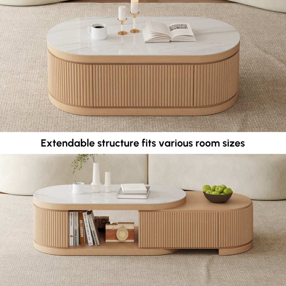 Velar 47"-67" Extendable Coffee Table with Sintered Stone Top and Storage window image