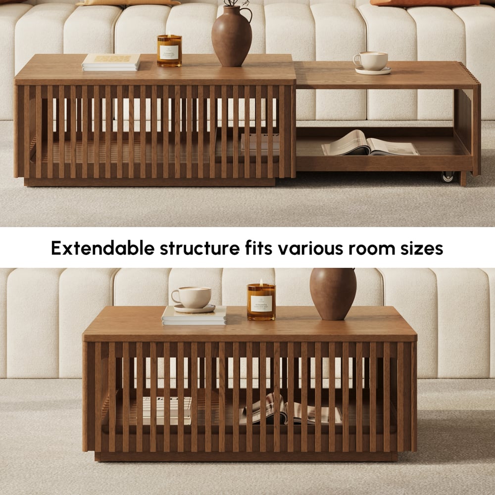 33"-55" Extendable Walnut Coffee Table with Storage window image