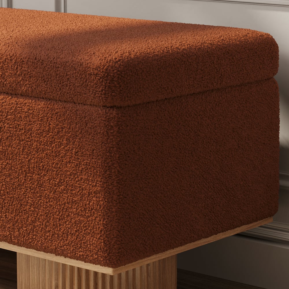 Teddy Fabric Fluffy Faux Fur Flip Top Wood Storage Bench window image