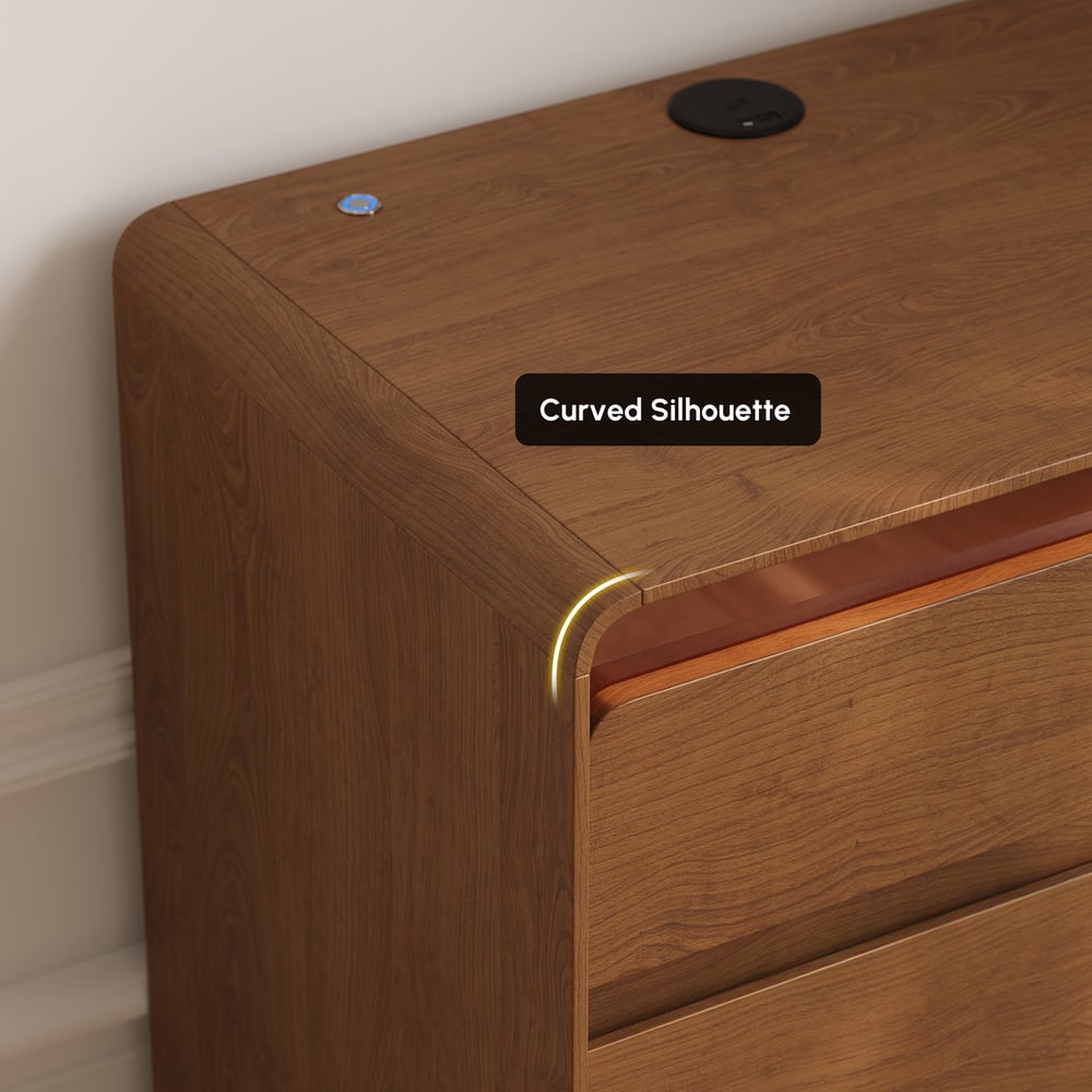 Meloa 24" Wooden 3-Drawer Smart Nightstand With LED Lighting & Charging Station window image