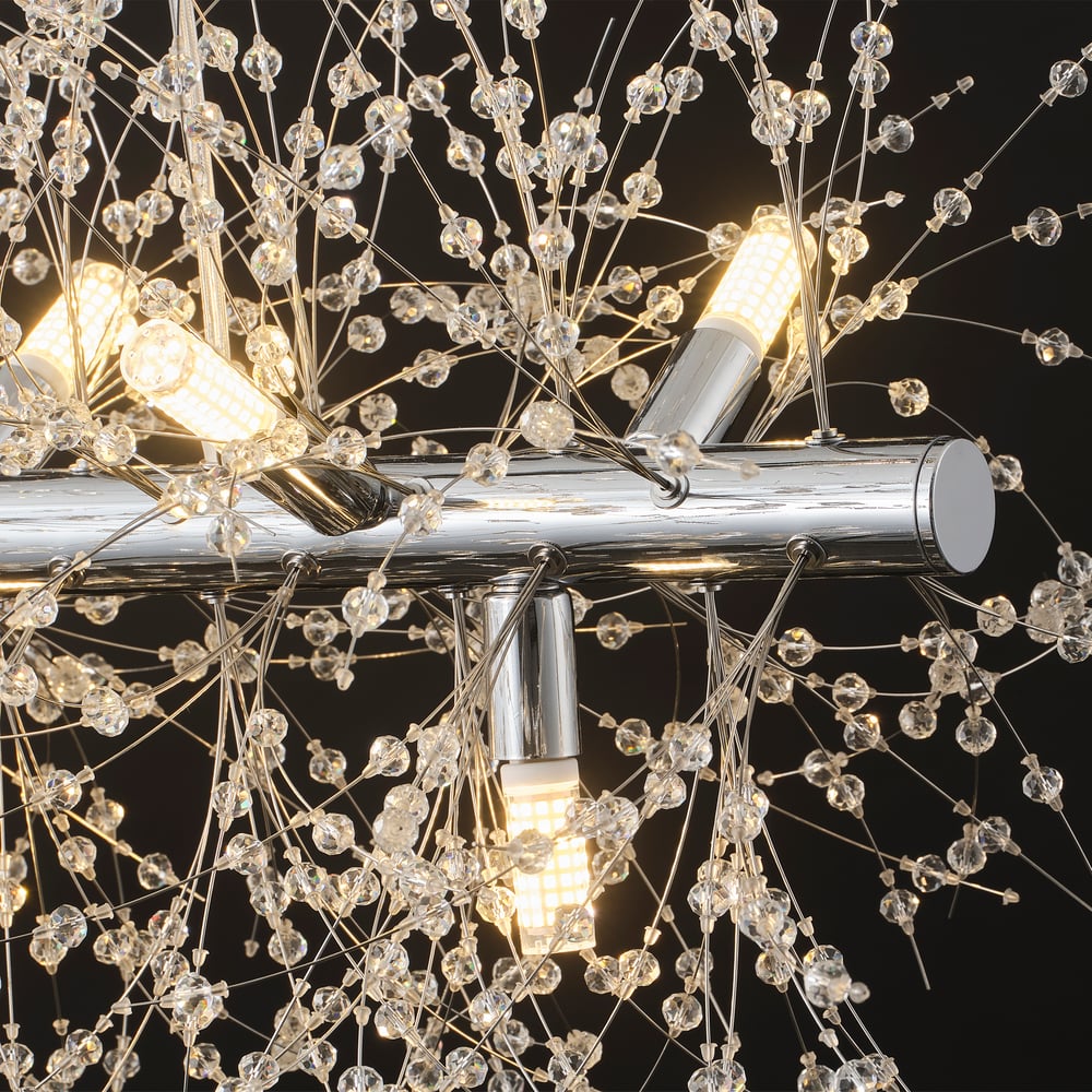 Mid Century Modern 12-Light Crystal Firework Sputnik  Kitchen Island Lighting in Chrome window image