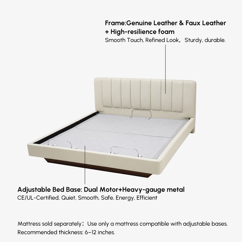 King Genuine Leather Zero Gravity Adjustable Bed Set window image
