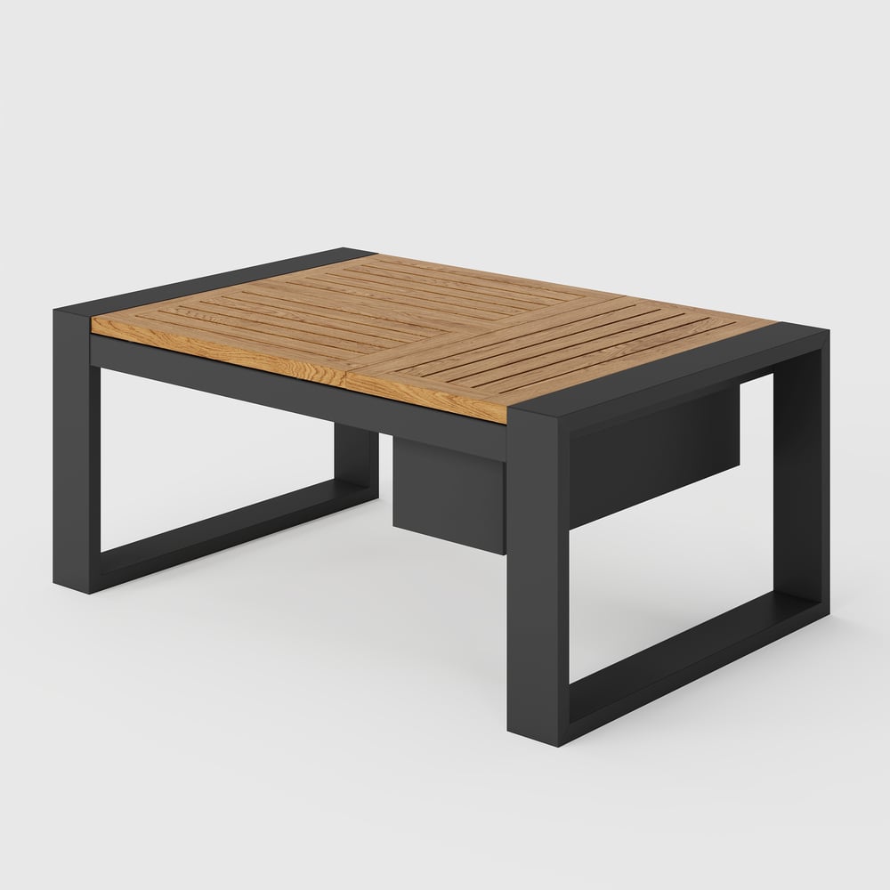 Slatera 4-Pieces Modular Outdoor Sofa Set Aluminum & Acacia for 4 Person in Light Gray window image