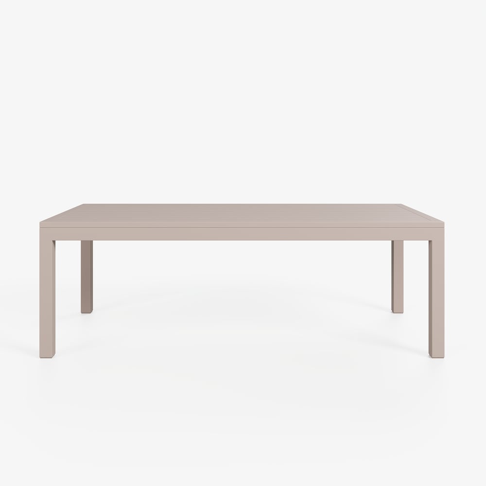 Wevara 87" Sand-Finished Aluminum Slatted Outdoor Dining Table in Sand window image