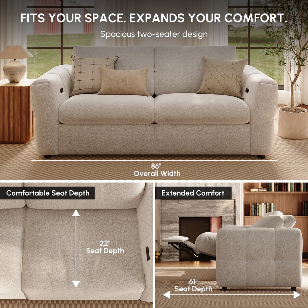 Glidio Chenille Power Reclining Sofa with Adjustable Headrests window image