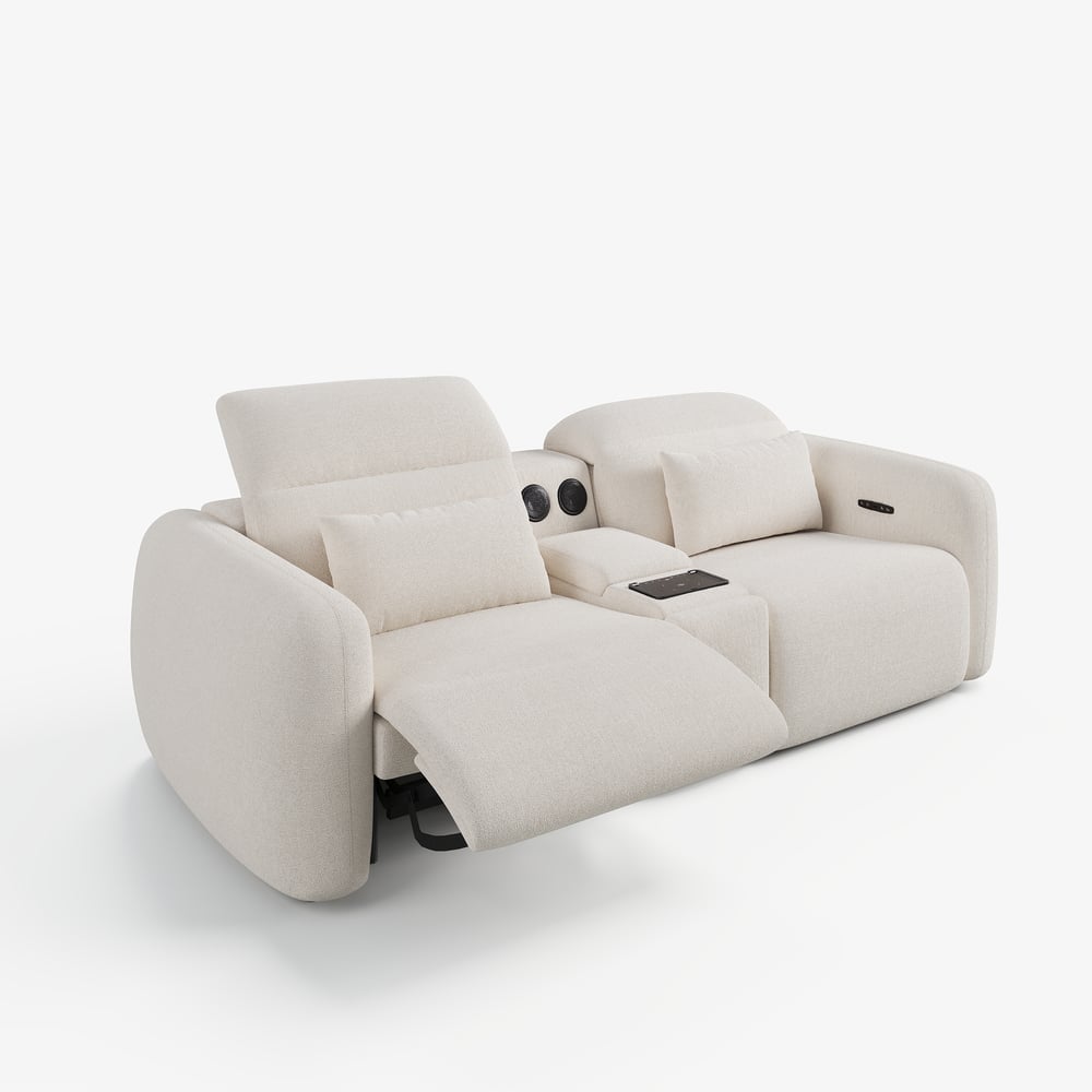 102" 2-Seater Chenille Dual-Motor Power Reclining Sofa with Multifunctional Center Console window image