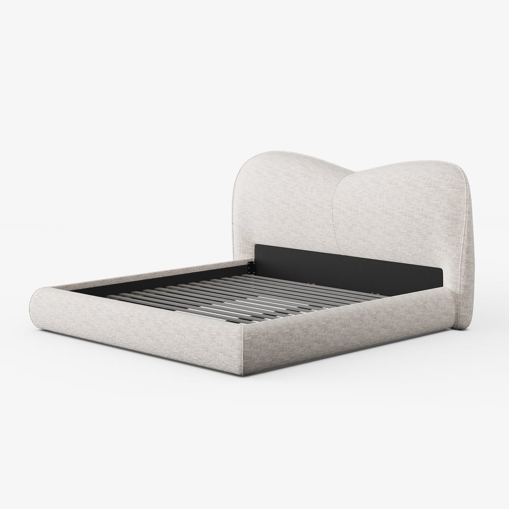 Modern King Size Chenille Upholstered Bed window image