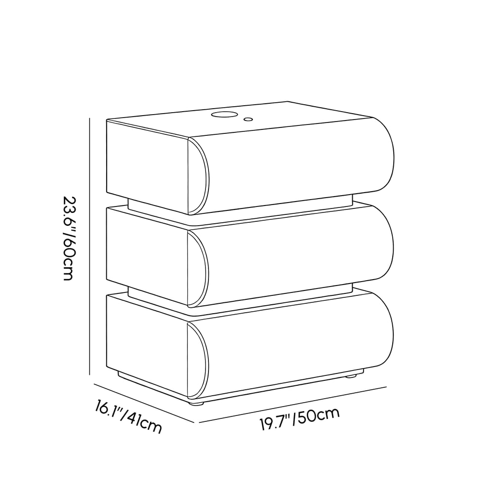Table de chevet intelligente à LED en cuir Humply à 3 tiroirs Poids, dimensions, image