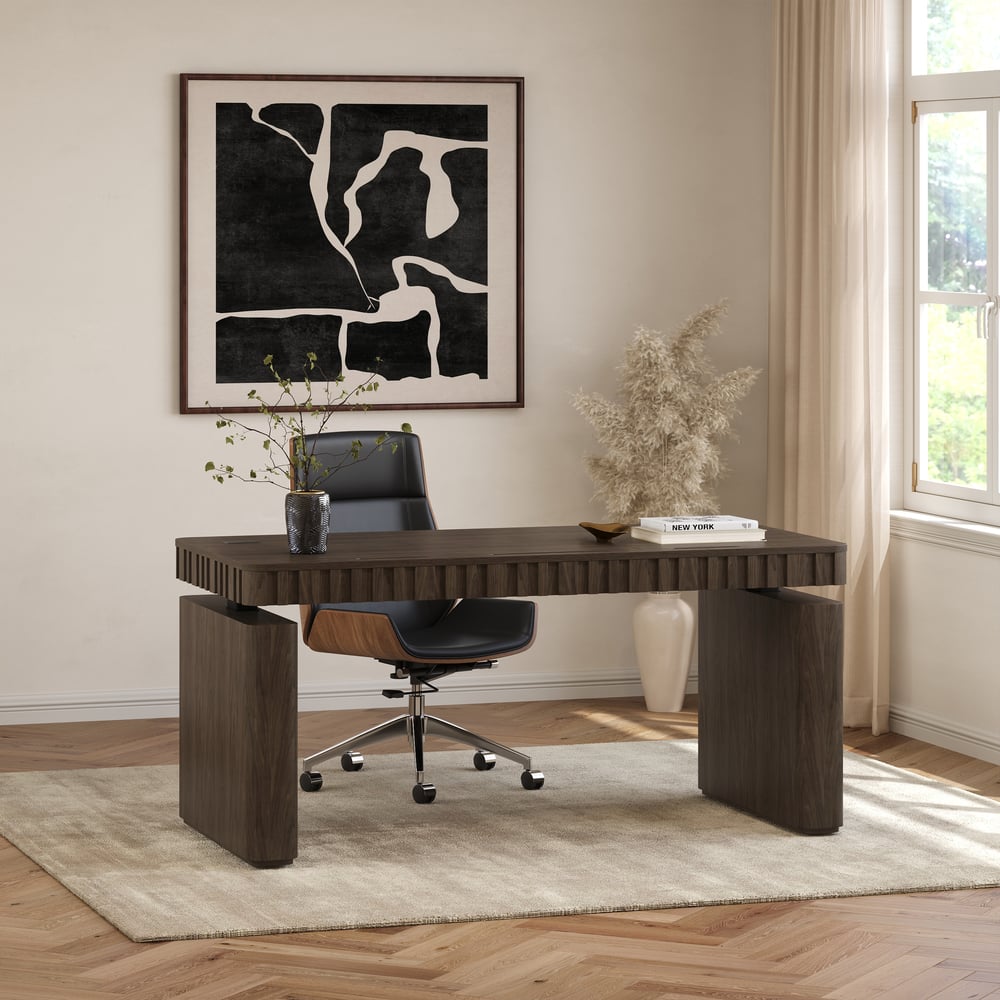 Aura 160 cm Smoked Brown Fluted Electric Adjustable Standing Desk window image