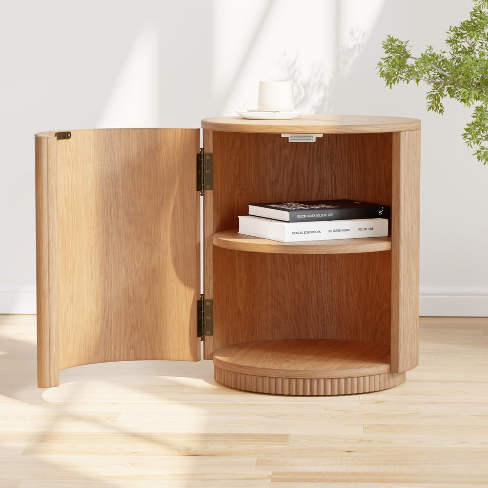 Round Fluted Side Table with Storage window image