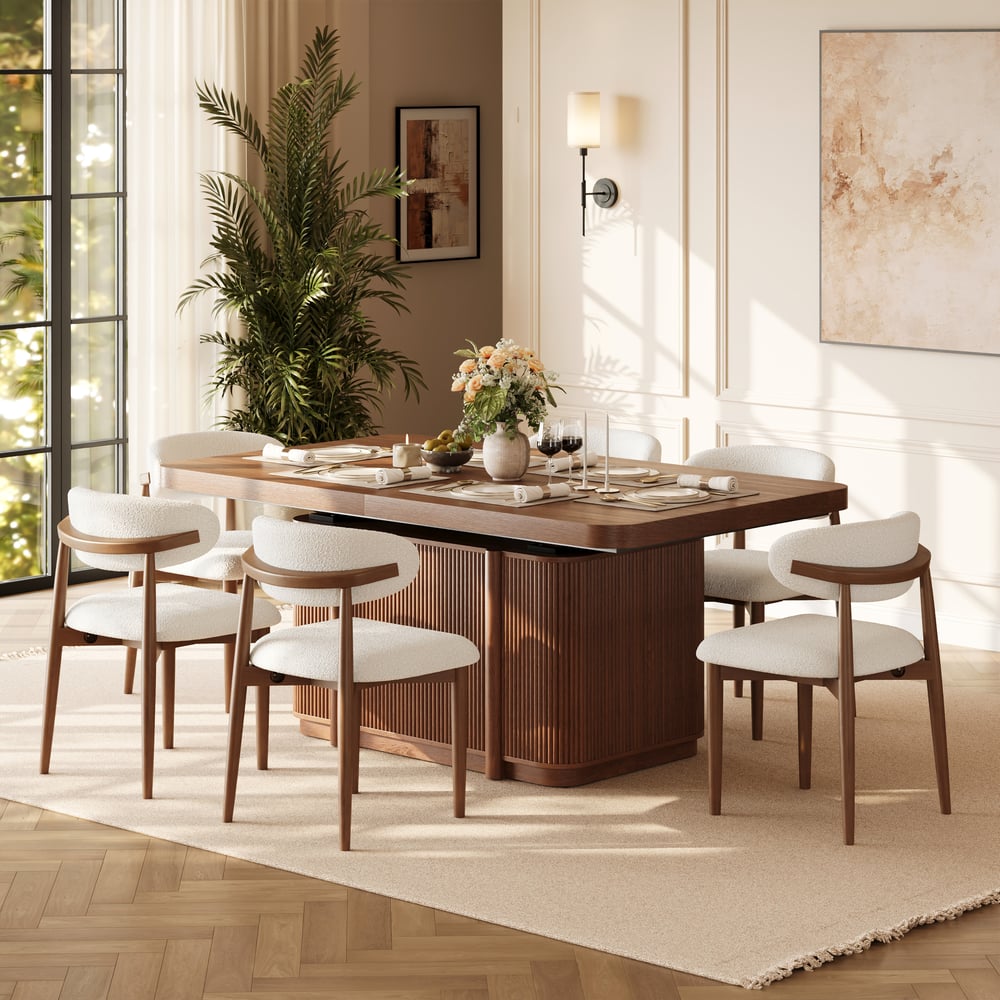 Lineva  71"–91" Extendable Wood 6–8 Seater Dining Table window image