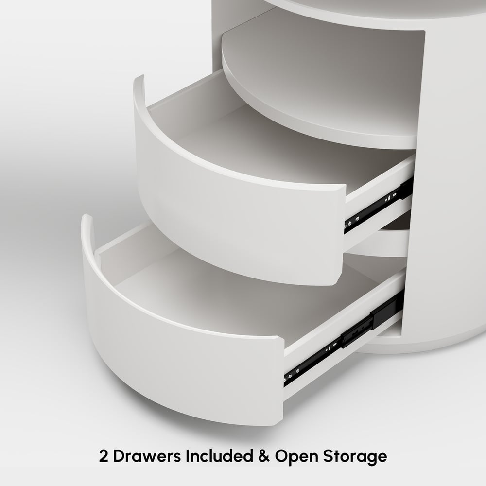 Modern 60" L-Shaped Matte Warm White Executive Desk with Drawers, Rotating Design window image