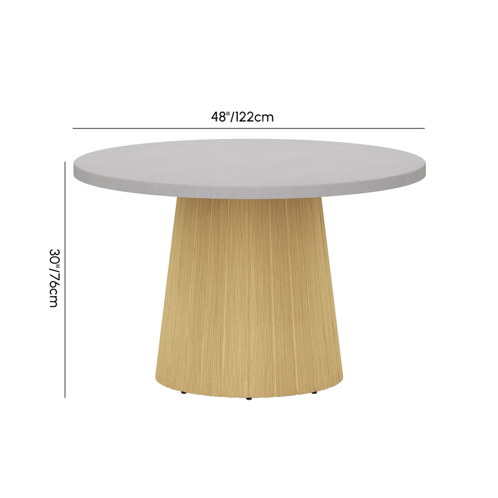48" Concrete & Aluminum Coastal Style Outdoor Dining Table weights dimensions image