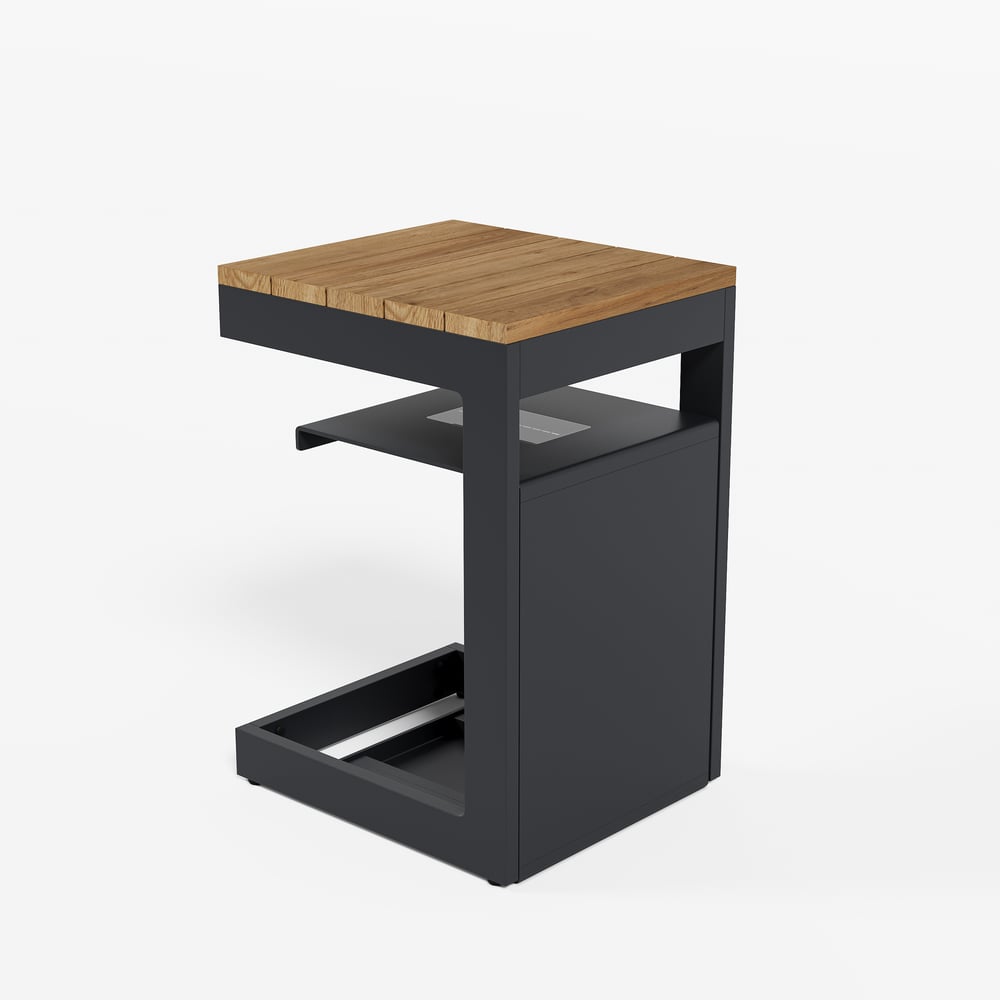 Tevara Outdoor Teak & Aluminum Solar Side Table (17") window image