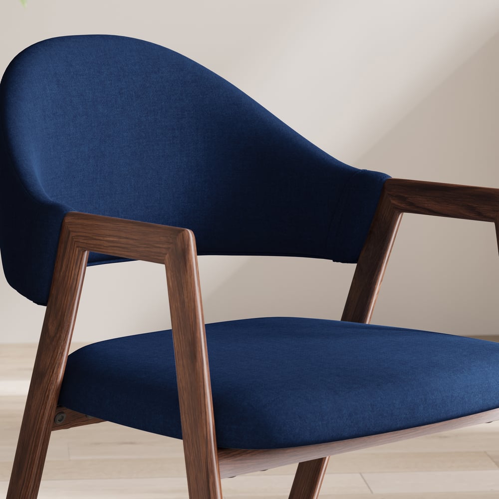 Modern Blue Linen Dining Chair with Upholstered, 2 Pieces window image