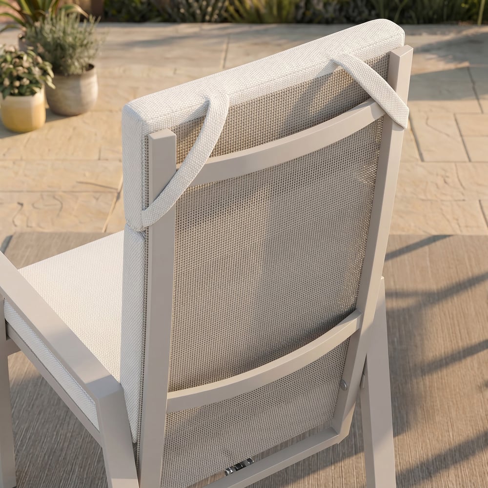 Outdoor Aluminium Reclining Dining Chairs in Sand, Set of 2 window image