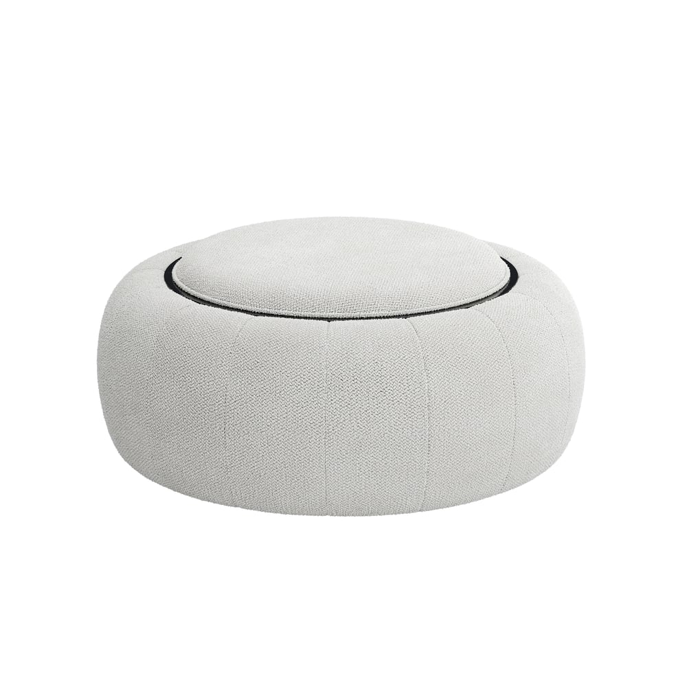 Modern 39" Round Performance Chenille Ottoman Coffee Table with Hidden Storage window image