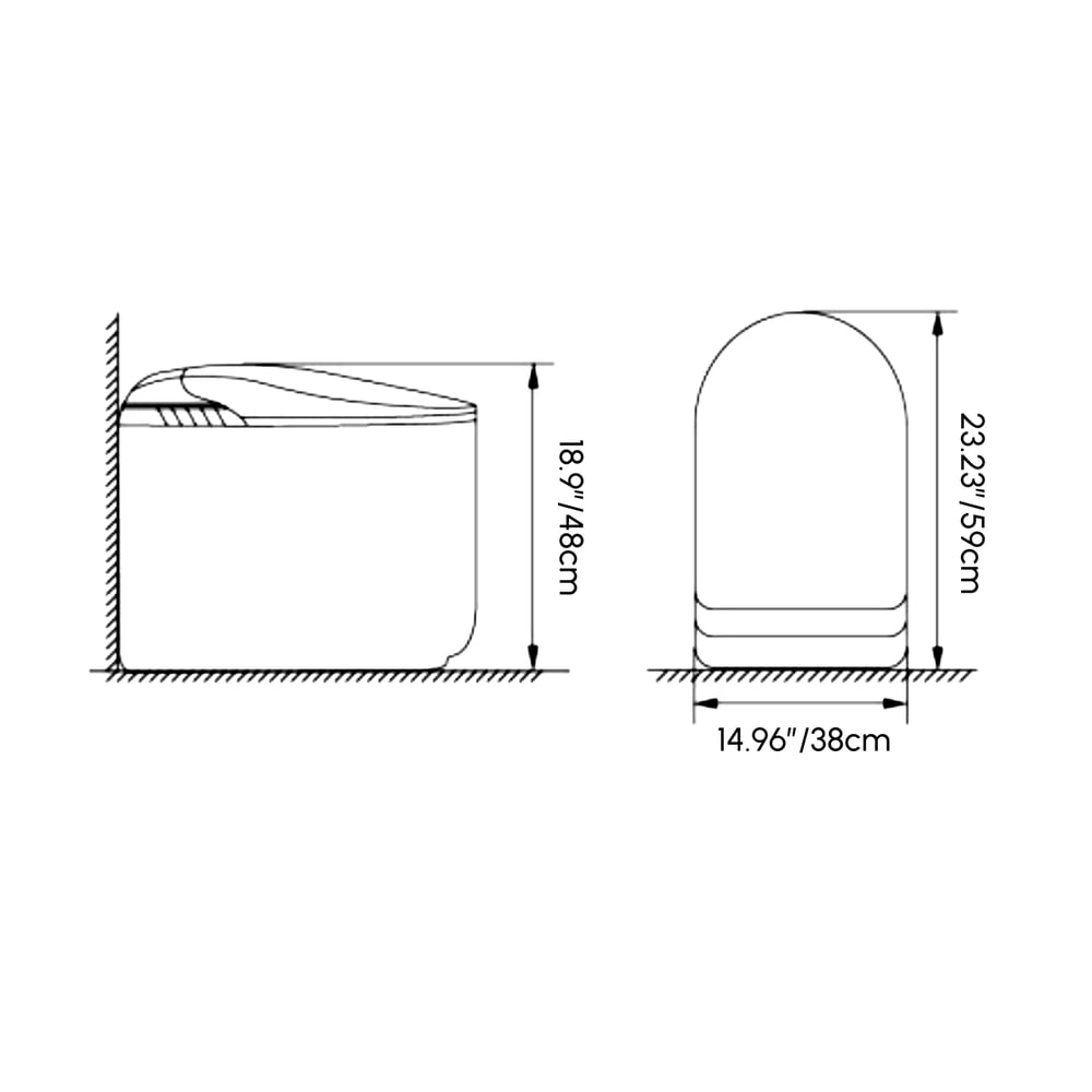 Fitro H3 Compact Smart Bidet Toilet with Tank Auto-Open Lid Foam Shield, cUPC & ETL weights dimensions image