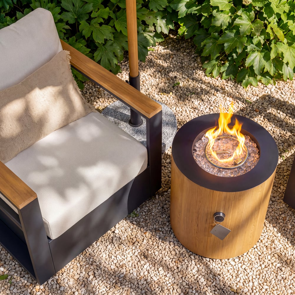 Tevara Outdoor Dark Gray Aluminum Smokeless Fire Pit Side Table window image