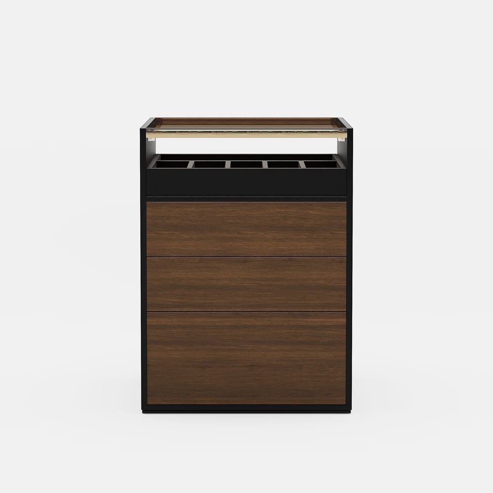 Saddle Leather 7-Dresser Walk-In Closet Island with Light & Jewelry Display window image