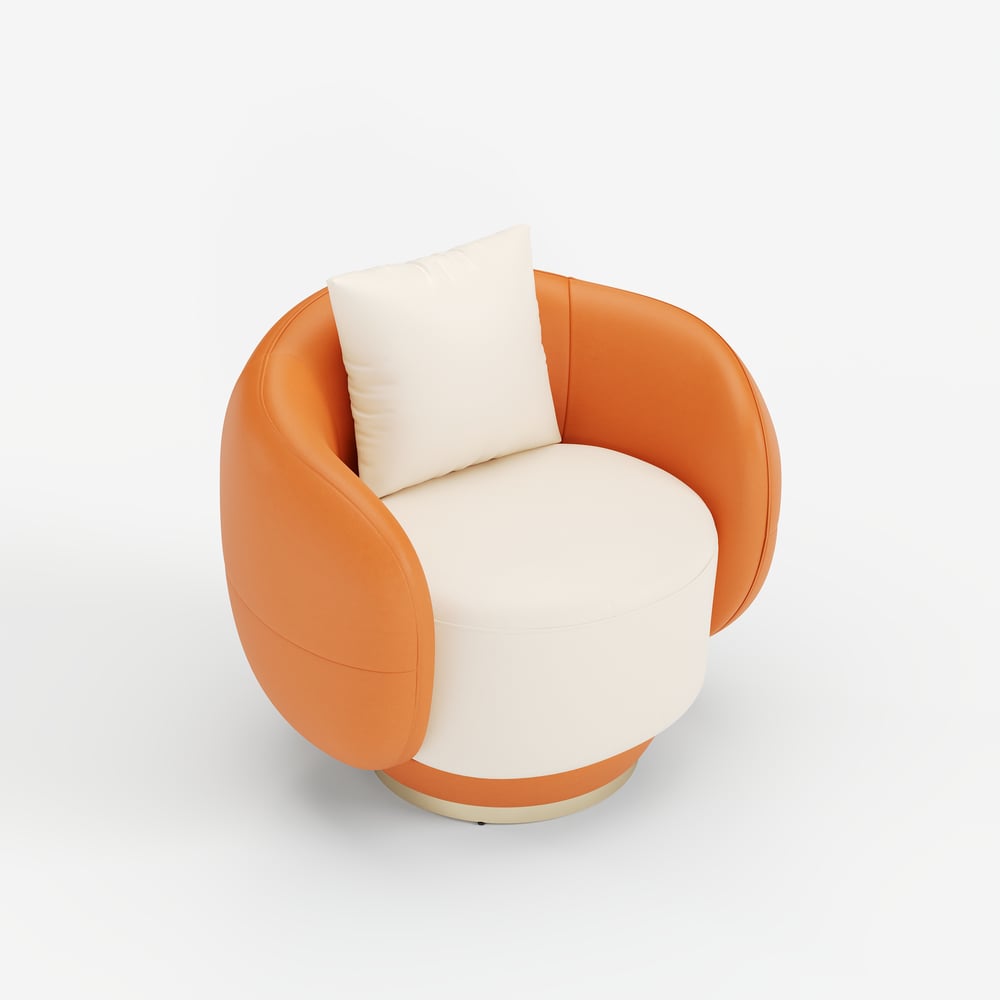 Suncurve Performance Leather Swivel Barrel Accent Chair with Pillow window image