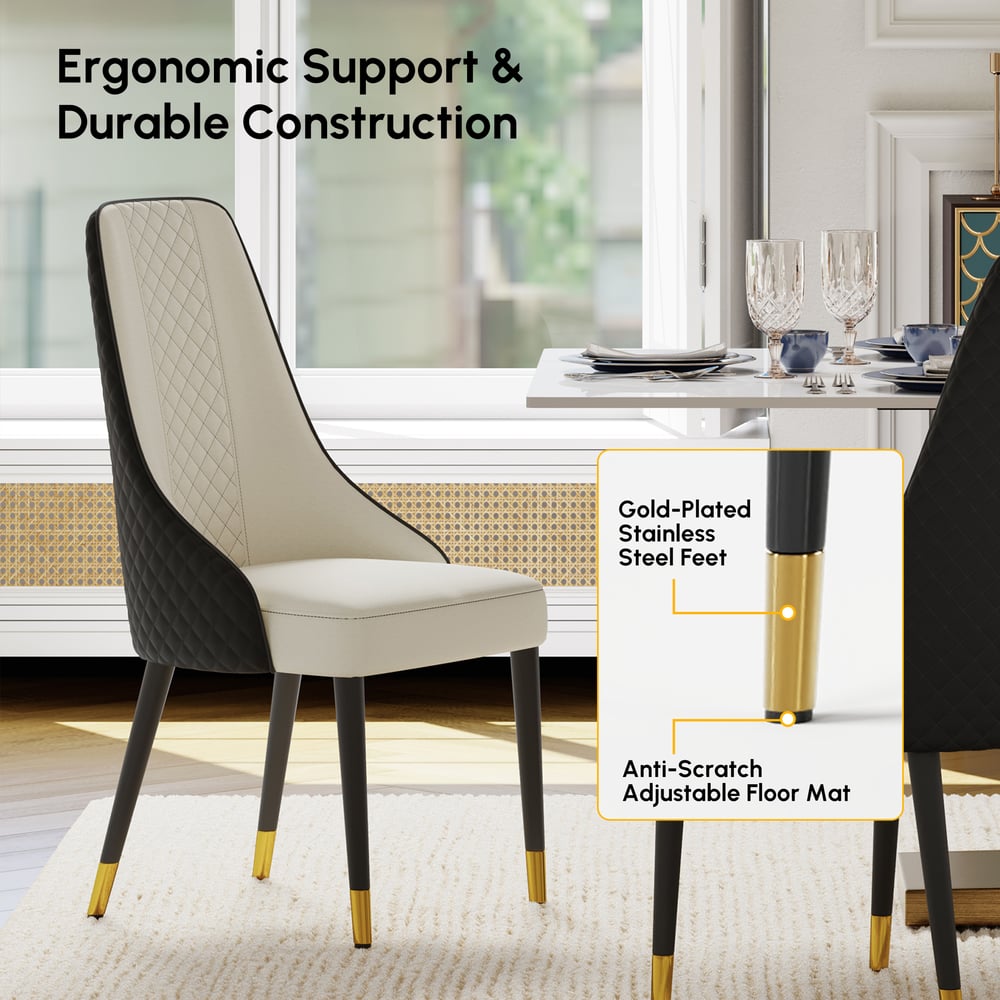 Diamic Black Faux Leather Dining Chairs with Upholstered, 2 Pieces window image