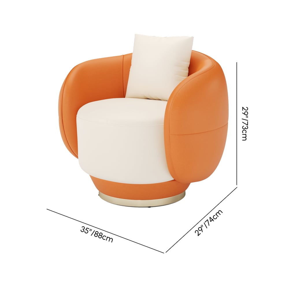Suncurve Performance Leather Swivel Barrel Accent Chair with Pillow weights dimensions image