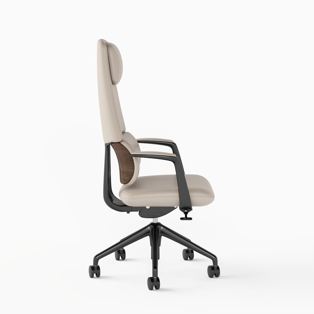 Ergonomic Grey Genuine Leather High Back Reclining Swivel Office Desk Chair window image