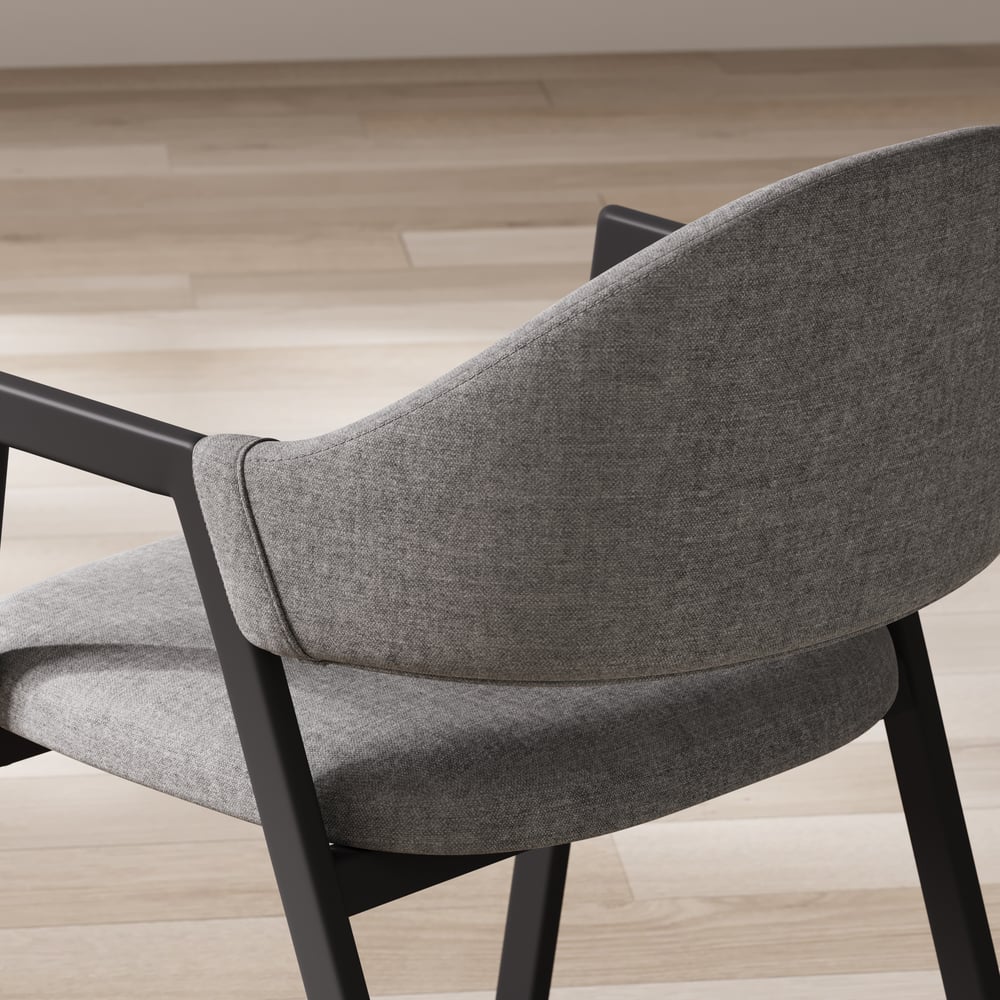 Set of 2 Modern Dining Chairs with Linen Upholstery Gray window image
