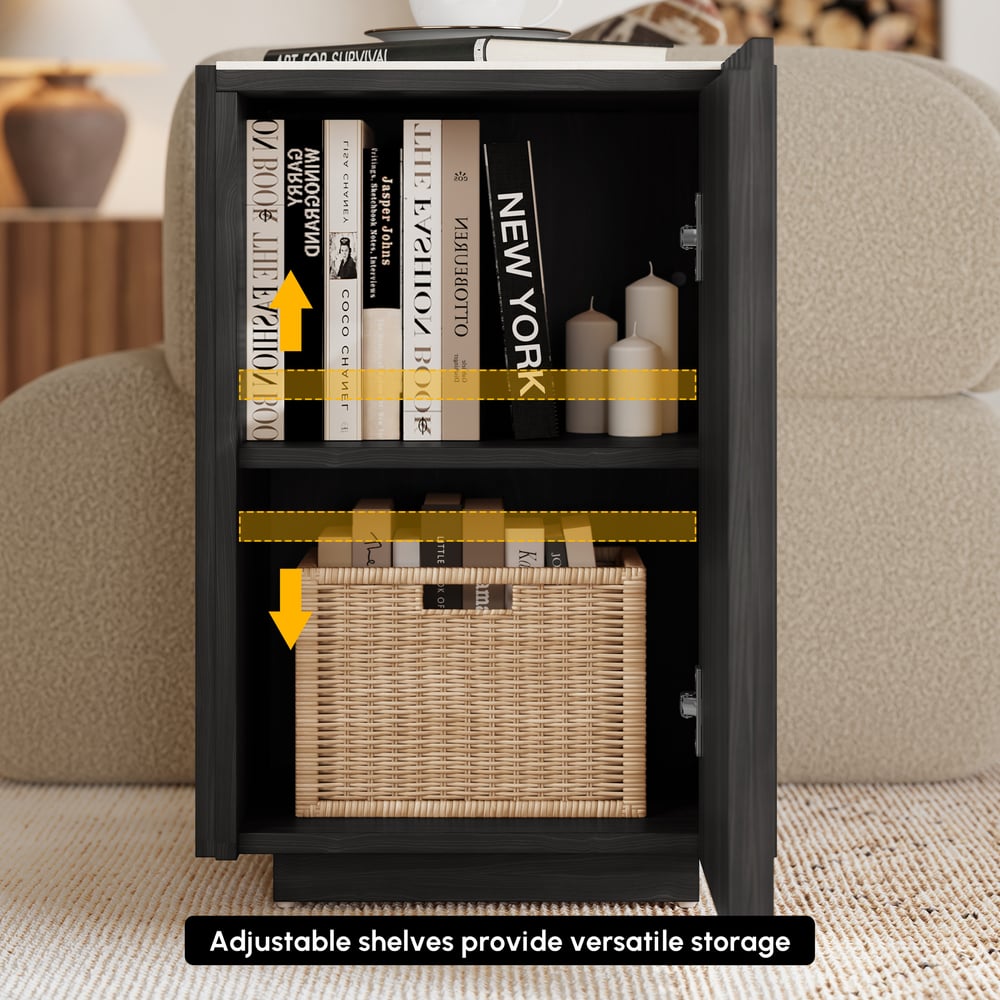 Aura Ash Wood Fluted Black Side Table with Sintered Stone Top window image