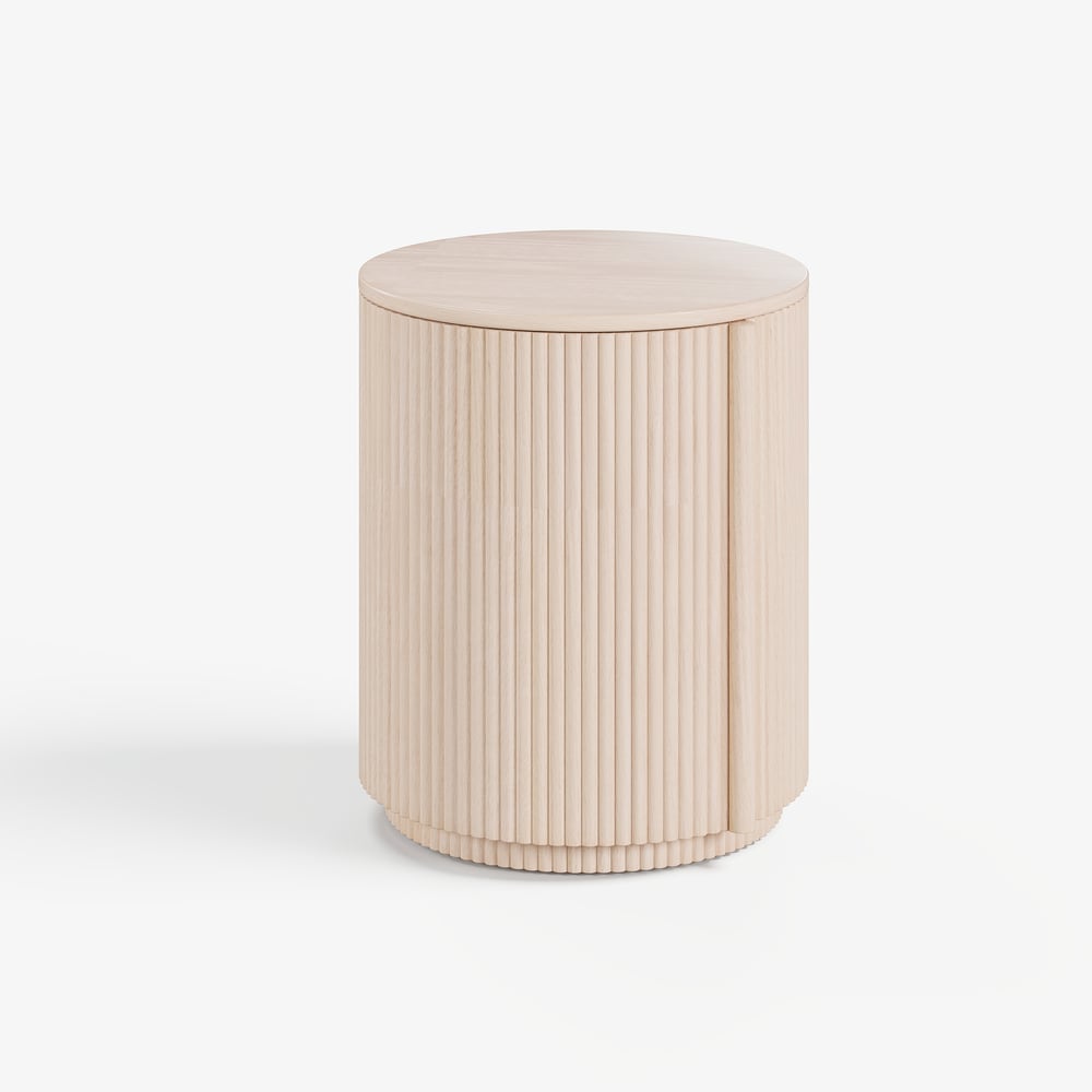 16" Engineered Wood Fluted Storage End Table window image