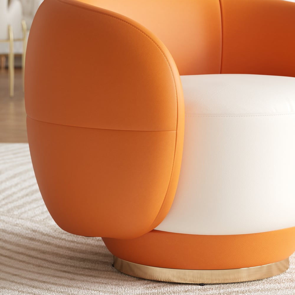 Suncurve Performance Leather Swivel Barrel Accent Chair with Pillow window image