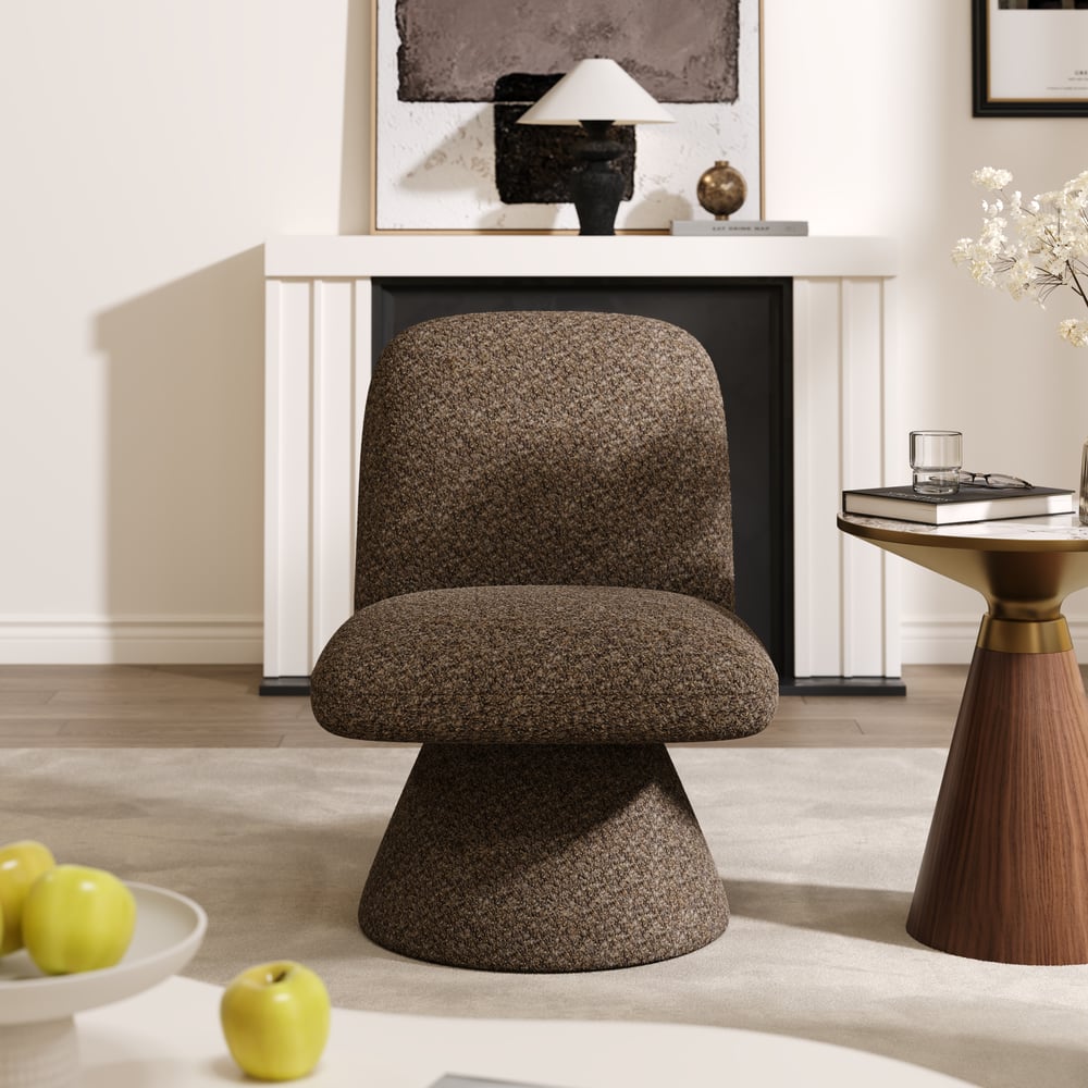 18" Boucle Upholstered Swivel Slipper Accent Chair window image