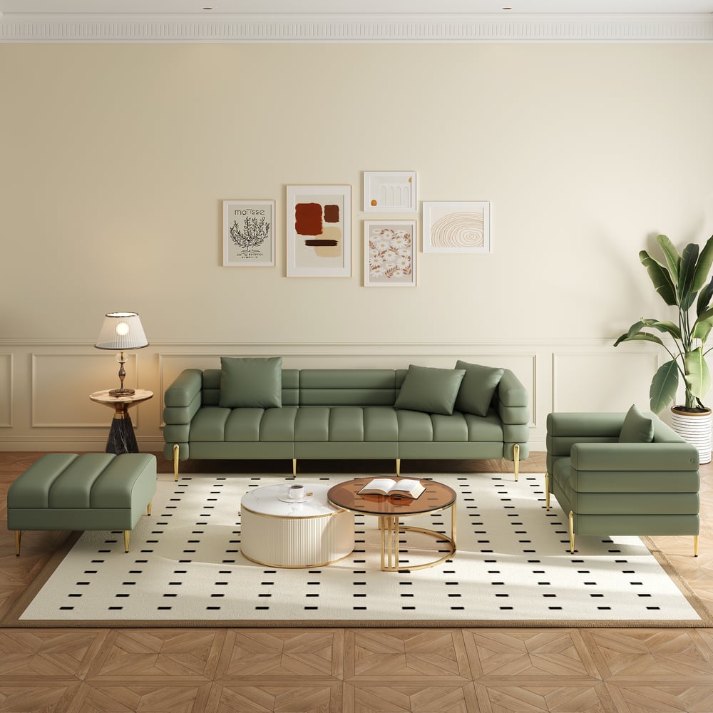 Axial 3-Piece Sofa Set of Chaise Sofa with Ottomans & Accent Chair window image