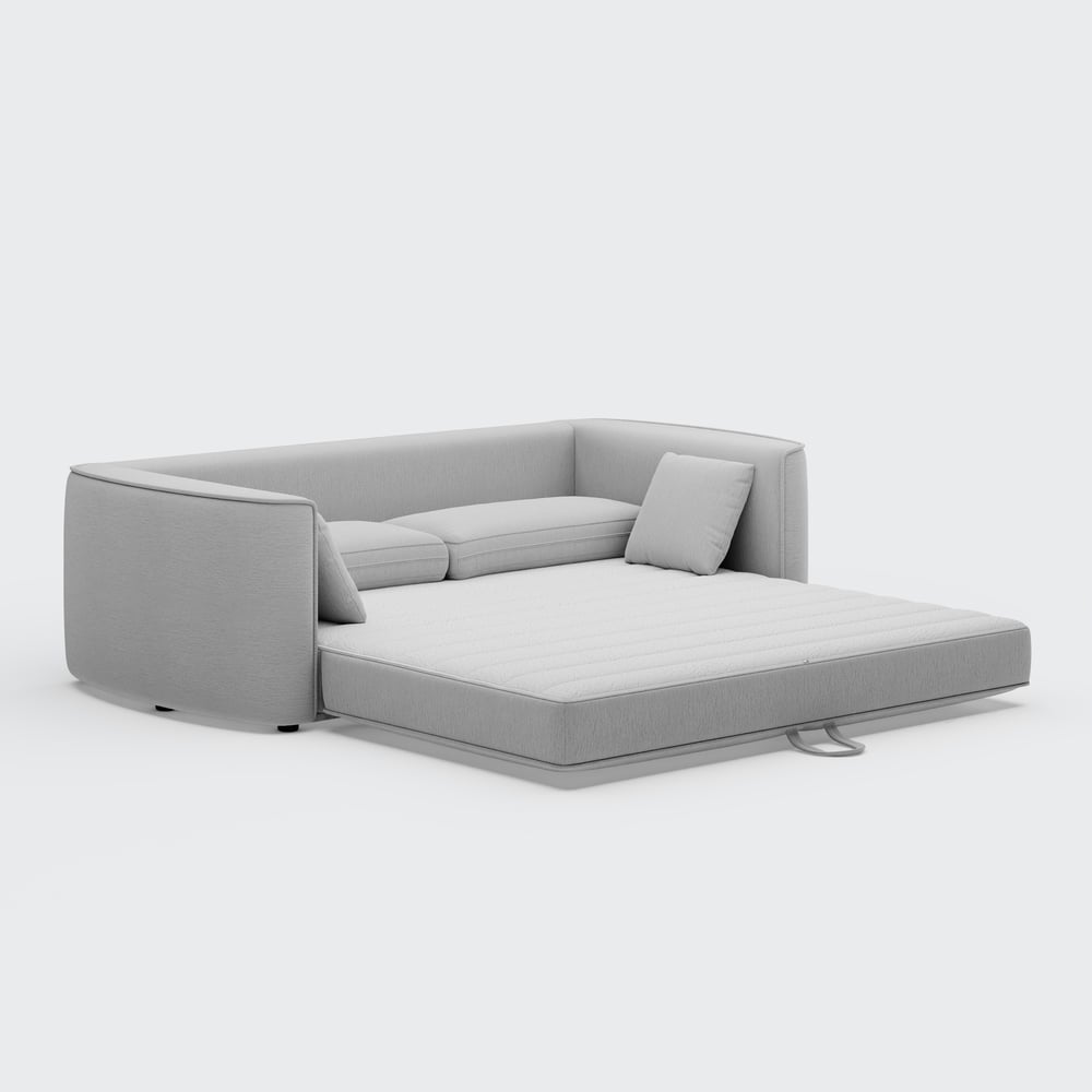 80" Queen 3-Seater Chenille Fold-Down Sleeper Sofa with Removable Cover window image