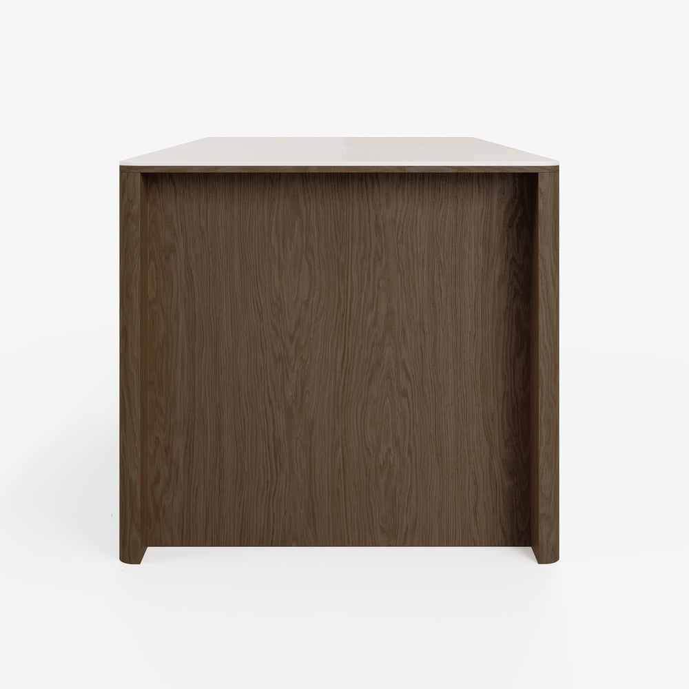 Mid-Century 72" Glossy Sintered Stone Kitchen Island with Storage, Smoky Brown window image