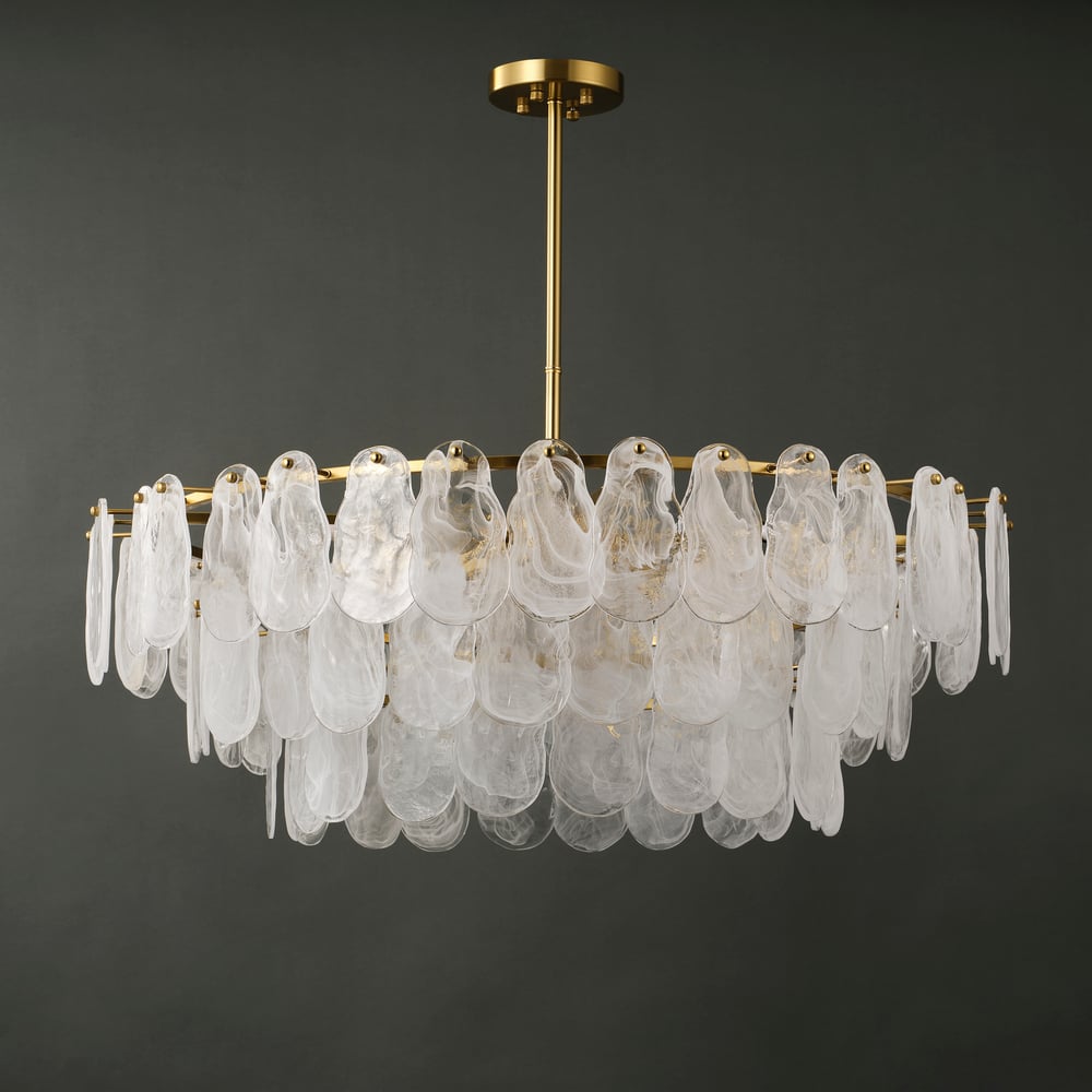 Cloude 39" 12-Light Glass Chandelier with Bulbs & Adjustable Height window image