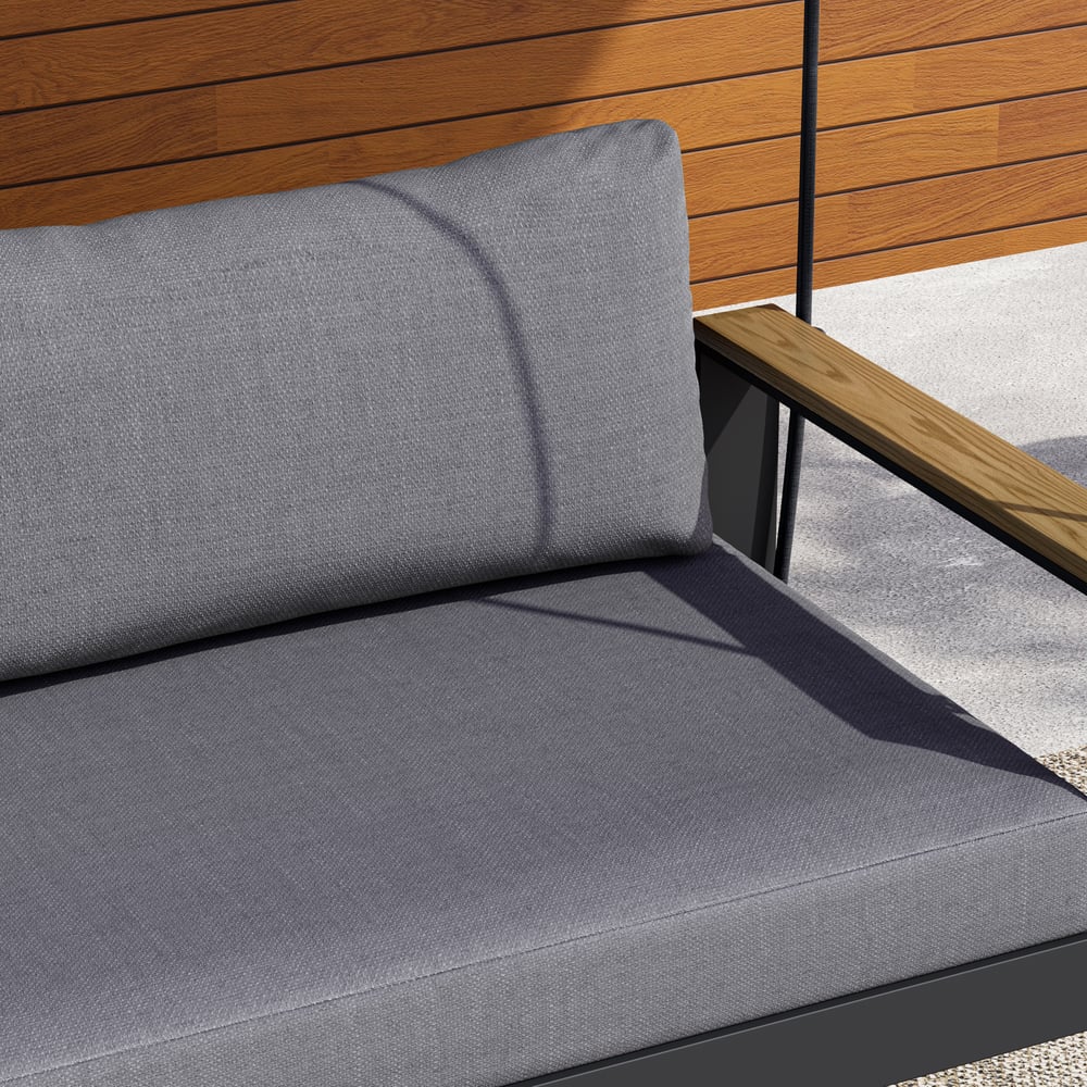 Tevara Outdoor Hanging Swing Sofa 2-Seater in Dark Gray with Cushion & Black Cover window image