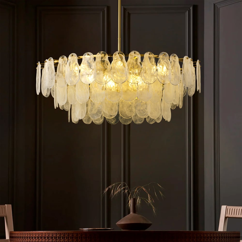 Cloude 39" 12-Light Glass Chandelier with Bulbs & Adjustable Height window image
