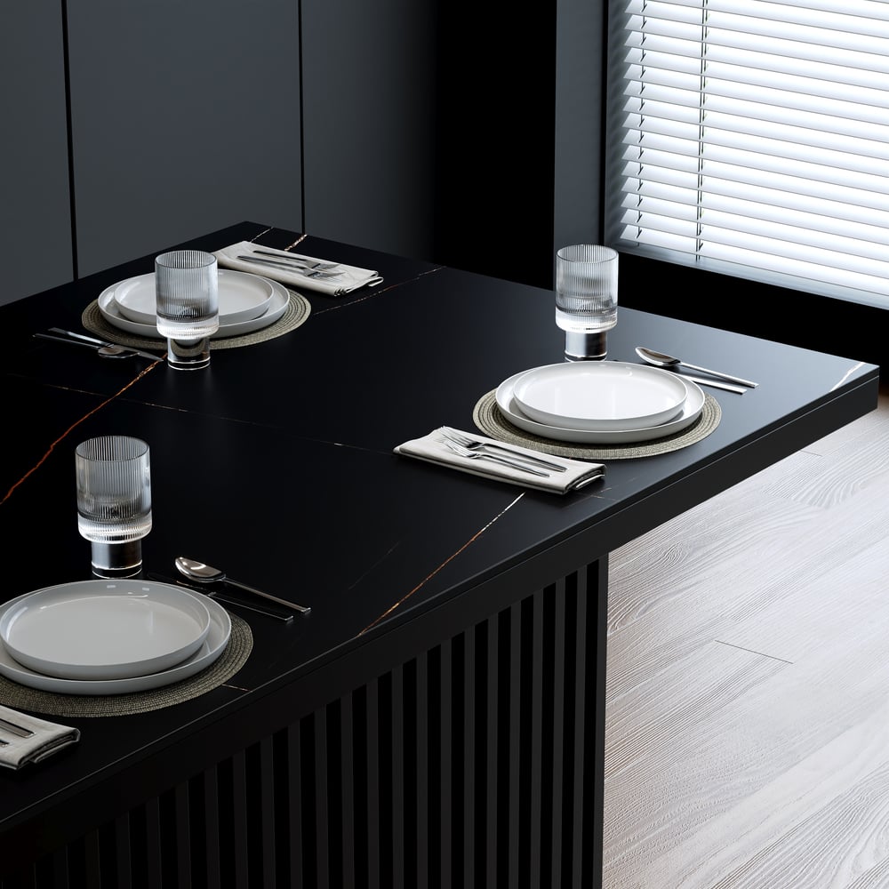 Modern 50" Matte Sintered Stone Kitchen Island with Storage, Black window image