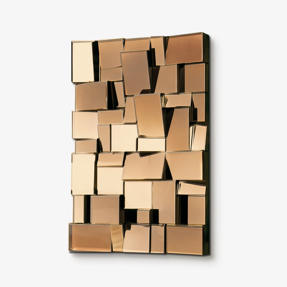 100cm Brown Glass Wall Mirror Geometric Decorative Mirror Vertical & Horizontal Mounting window image