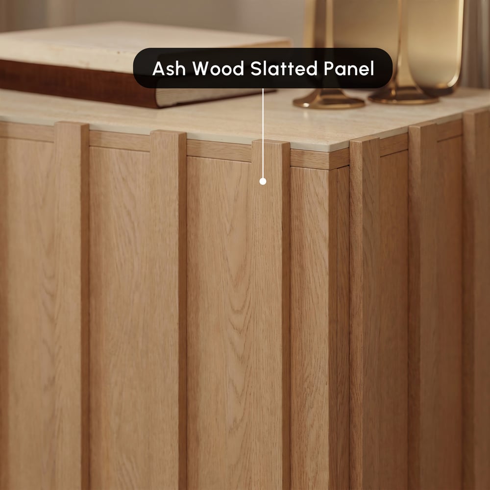 Aura Ash Wood Led Nightstand with Charging Station,Set of 2 window image