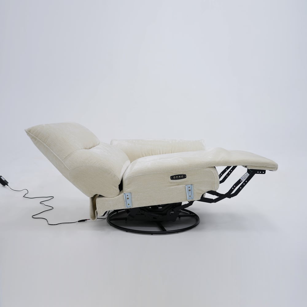 Performance Chenille Power Recliner Swivel Rocker Chair With Dual Motor & Adjustable Armrests window image