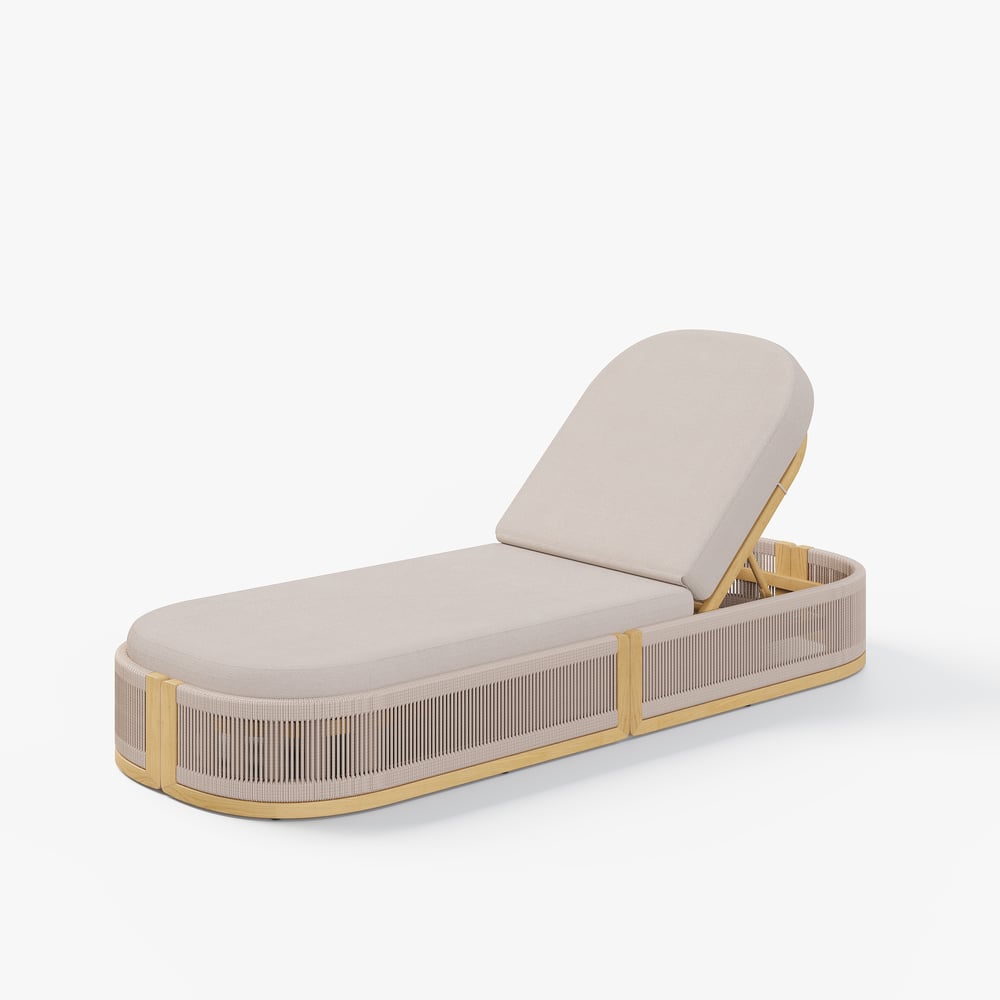 Aluminium & Rotan Buiten Ligstoel Terrasmeubilair in Ivoor Vensterafbeelding